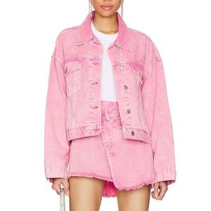 NWT Steve Madden Sienna Denim Jacket in Pink Glo - Size Small